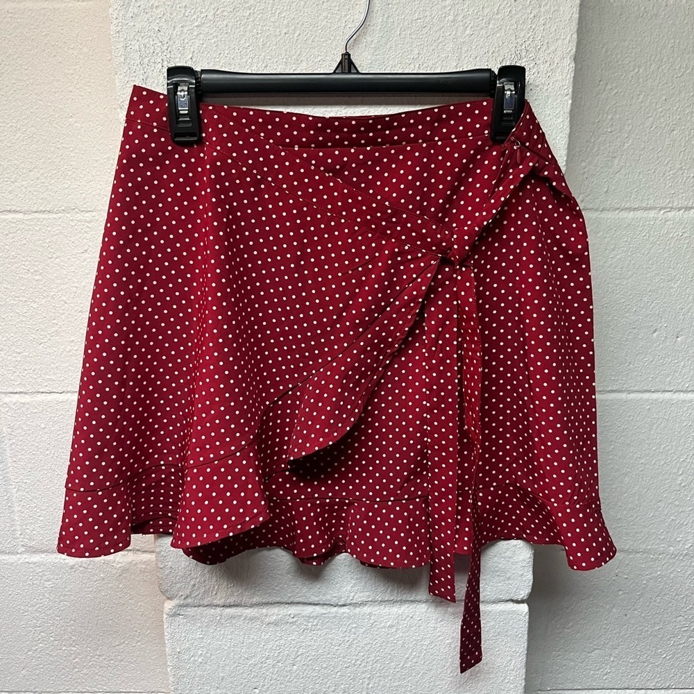 Nasty Gal Red Polka Dot Mini Skirt. Size 6
